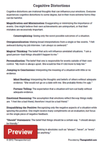 Therapist Aid Thought Distortions Therapistaidworksheets Net