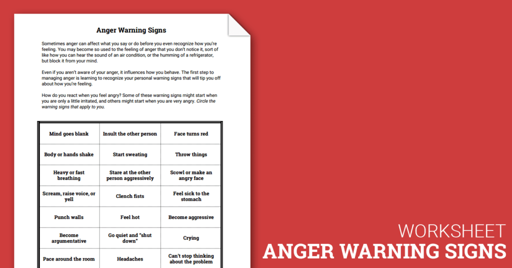 Anger Management Worksheets For Adults