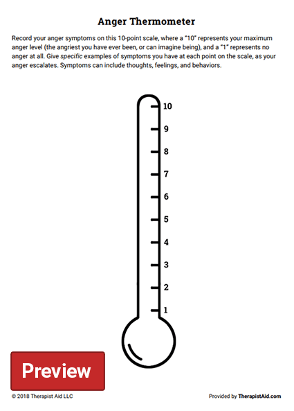 Anger Thermometer Worksheet Therapist Aid Anger Thermometer 