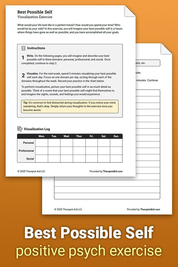 Best Possible Self Visualization Exercise Worksheet Therapist Aid 
