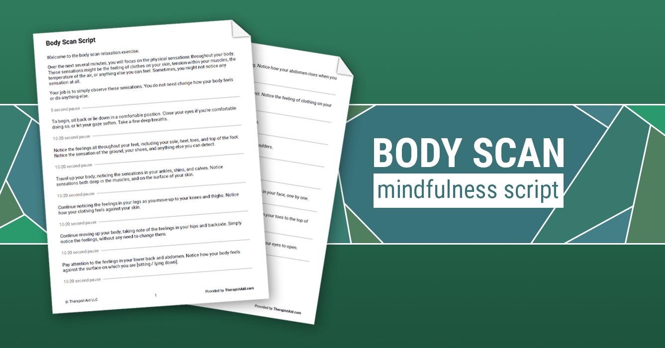 Body Scan Script Worksheet Therapist Aid