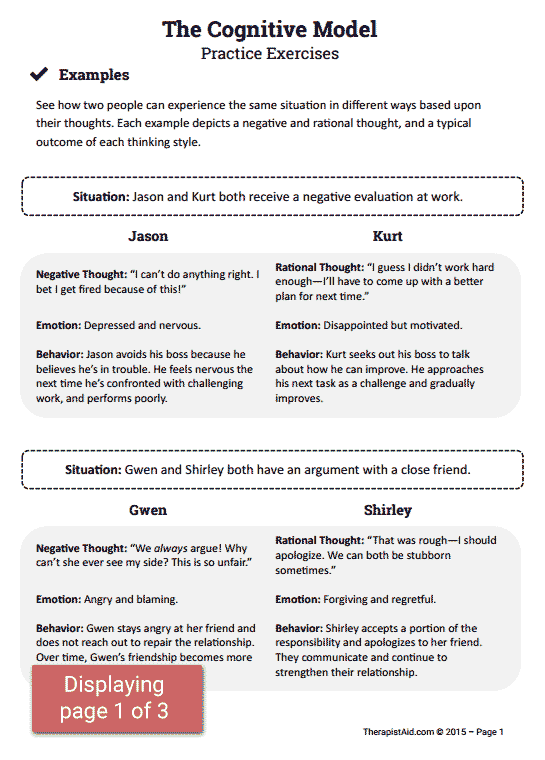 Cognitive Restructuring Decatastrophizing Worksheet Therapist Aid