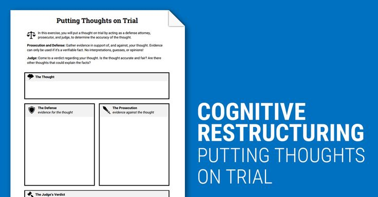Cognitive Restructuring Thoughts On Trial Worksheet Therapist Aid