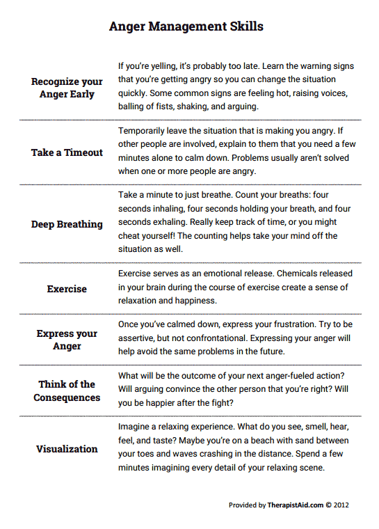 Coping Skills For Anger Worksheets Coping Skills Worksheets