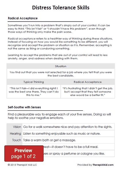 DBT Distress Tolerance Skills In 2020 Distress Tolerance Skills Dbt