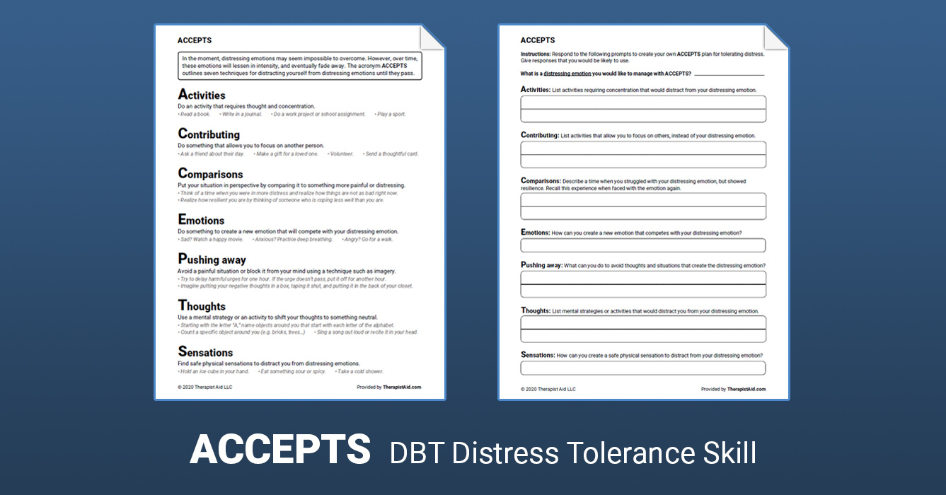 DBT Skill ACCEPTS Worksheet Therapist Aid DBT Worksheets