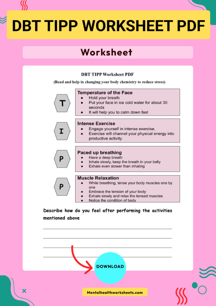 DBT TIPP WORKSHEET PDF Mental Health Worksheets