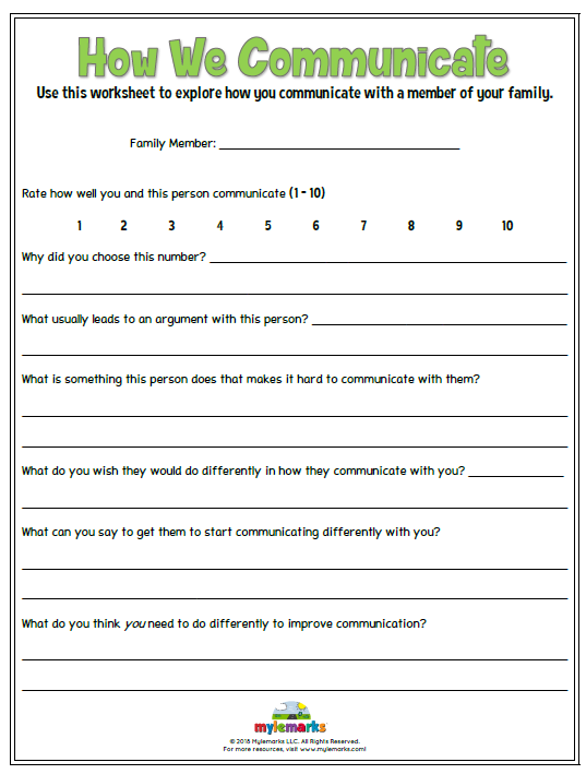 Family Relationships Worksheets