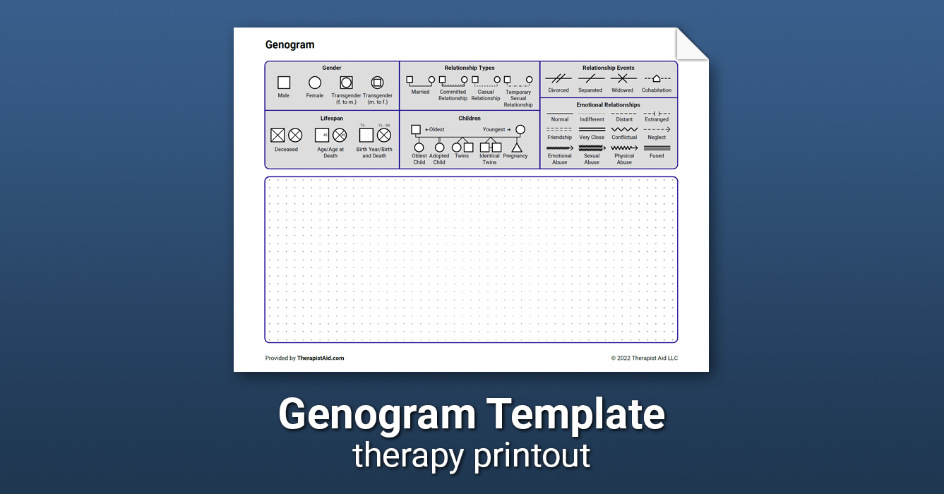 Genogram Template Worksheet Therapist Aid