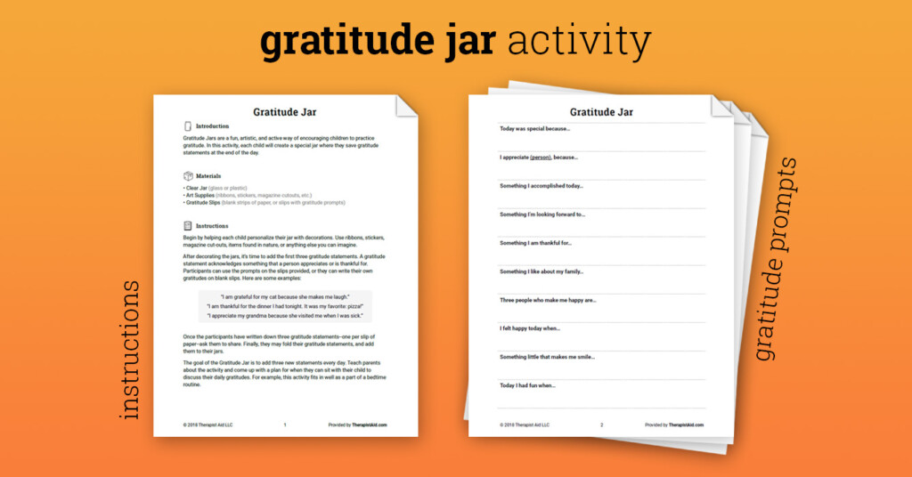 Gratitude Jar Activity Worksheet Therapist Aid