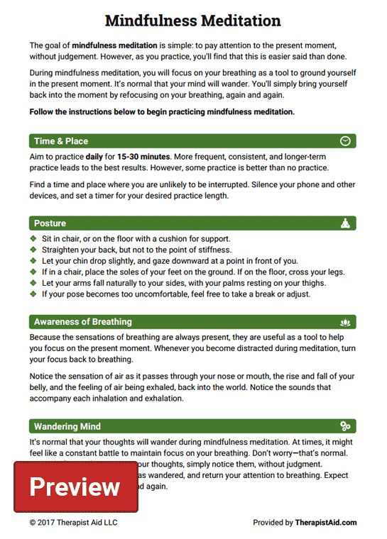 How To Practice Mindfulness Meditation Worksheet Therapist Aid 