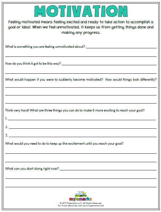 Printable Motivation Worksheets Motivation Activities Adolescent