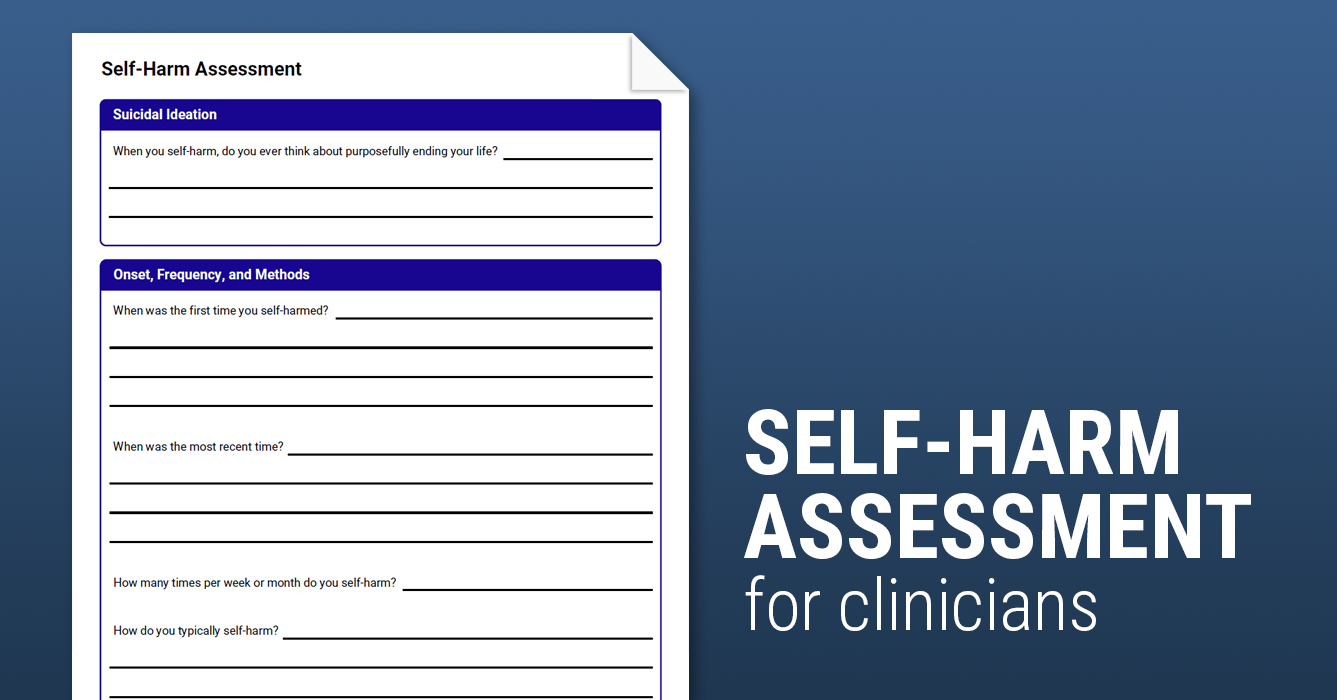 Self Harm Assessment Worksheet Therapist Aid