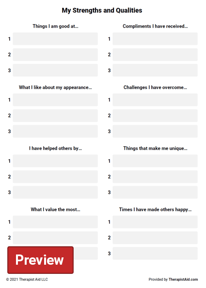 Strengths And Weaknesses Worksheet