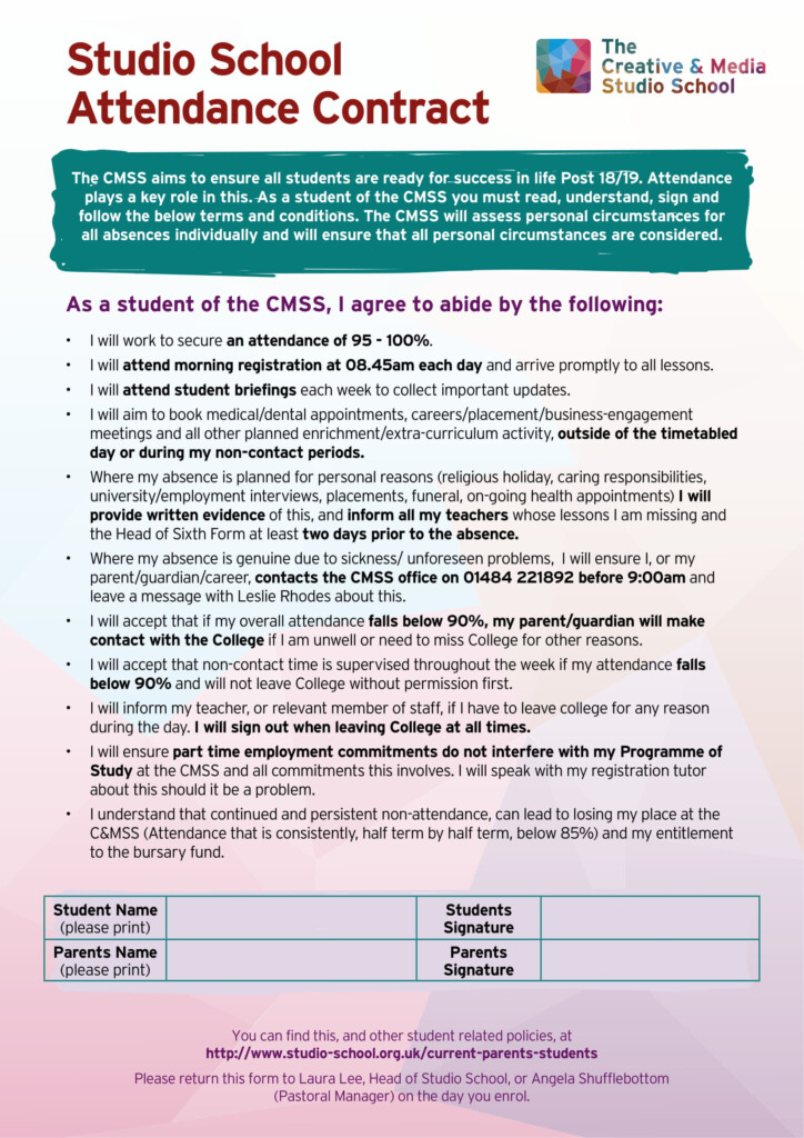 Student Attendance Contract Examples 9 Templates In PDF Examples