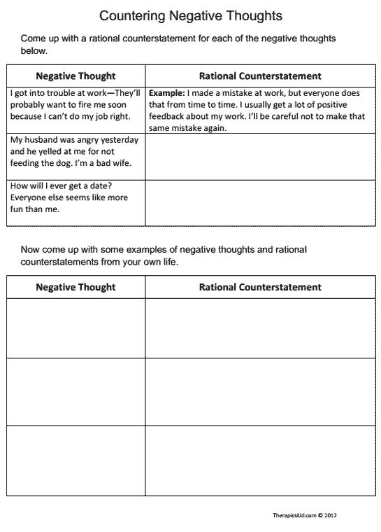 Therapist Aid Worksheets Cbt