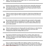 Values Discussion Questions Worksheet Therapist Aid