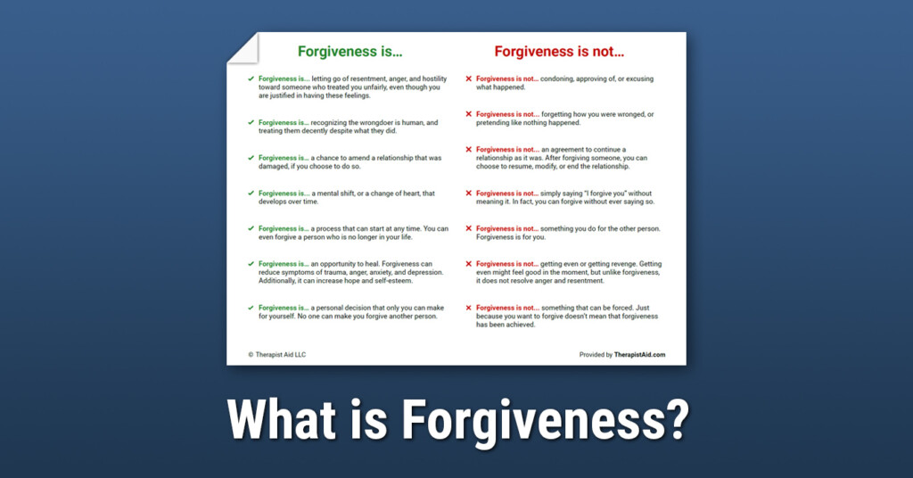 What Is Forgiveness Worksheet Therapist Aid