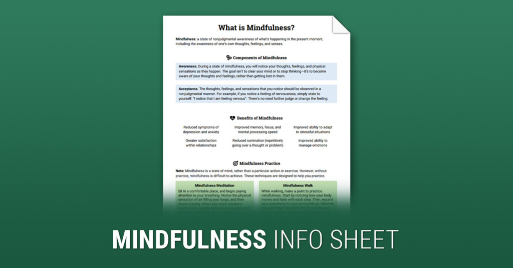 What Is Mindfulness Worksheet Therapist Aid