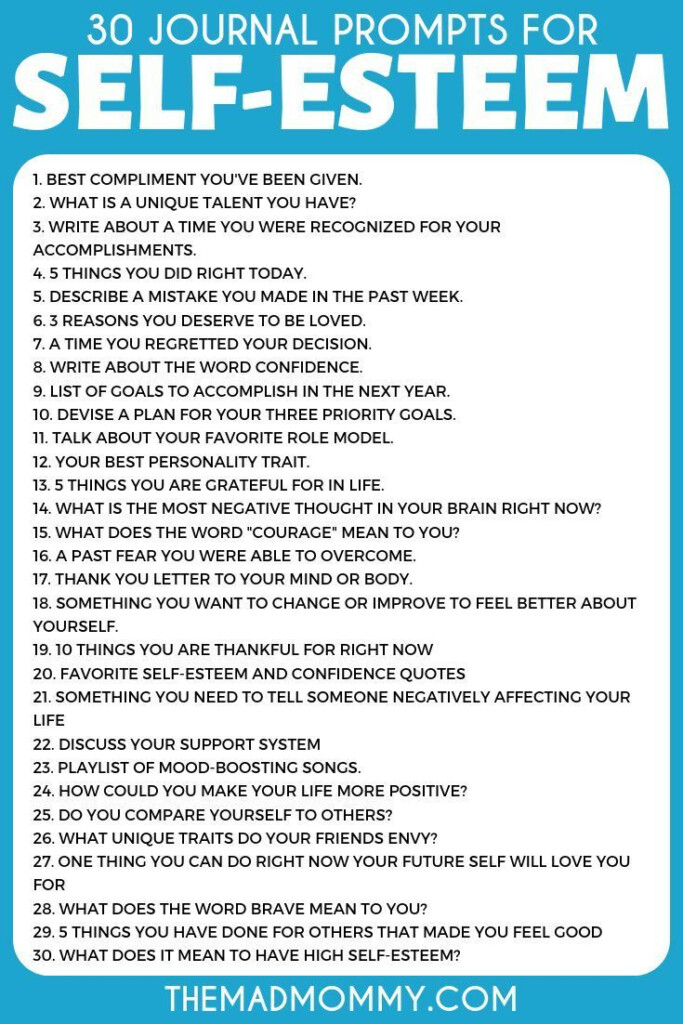 30 Journal Prompts For Self Esteem Boosting And Positive Thinking 