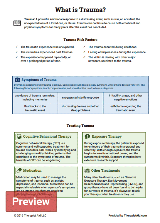 30 Processing Trauma Worksheet