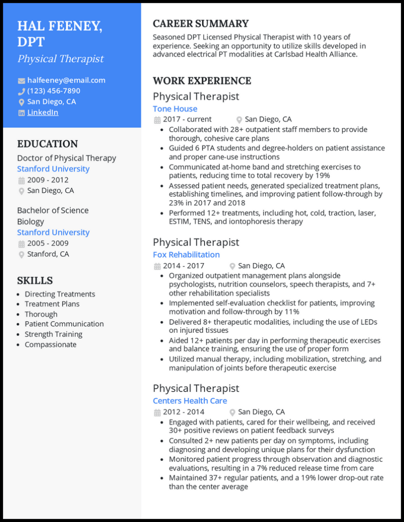 5 Physical Therapist Resume Examples Built For 2023