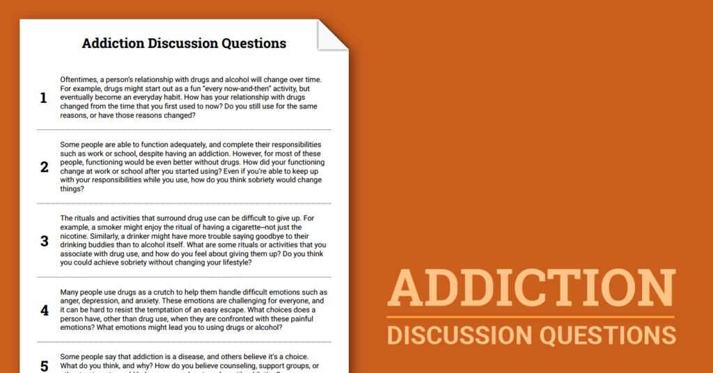 Addiction Discussion Questions Worksheet Therapist Aid DBT Worksheets