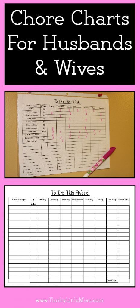 Adult Chore Charts For Husbands Wives Adult Chore Chart Weekly