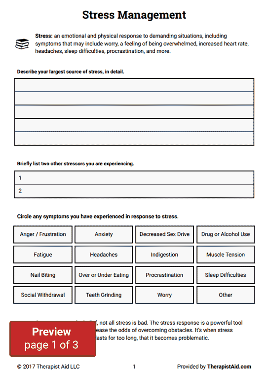 Anxiety Worksheets For Adults Pdf Introduction To Stress Management 