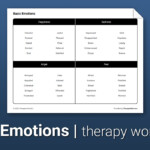 Basic Emotions Reference Worksheet Therapist Aid