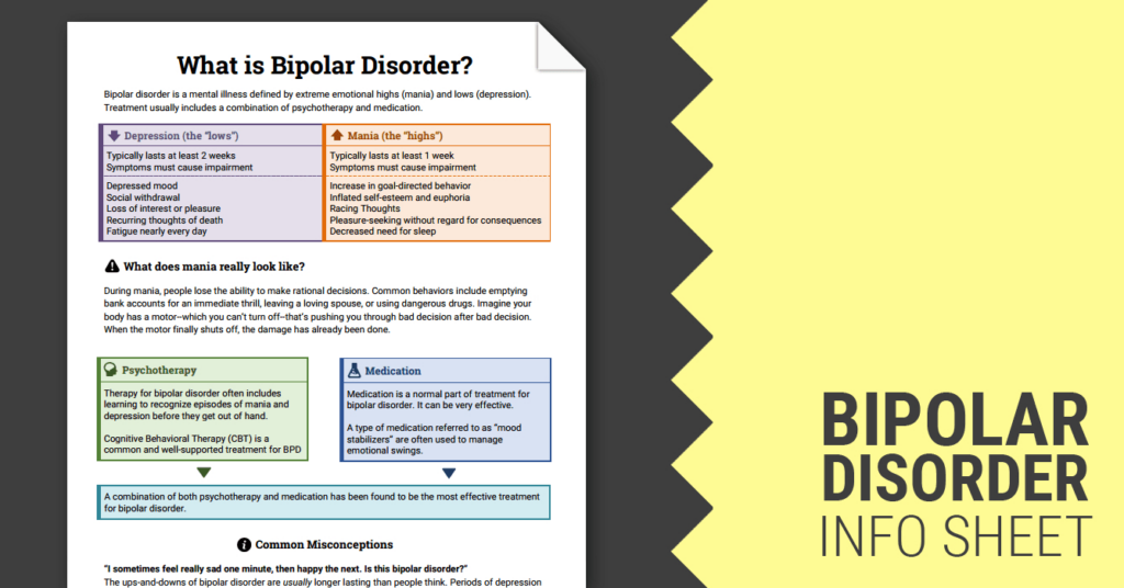 Bipolar Disorder Info Sheet Worksheet Therapist Aid Db excel