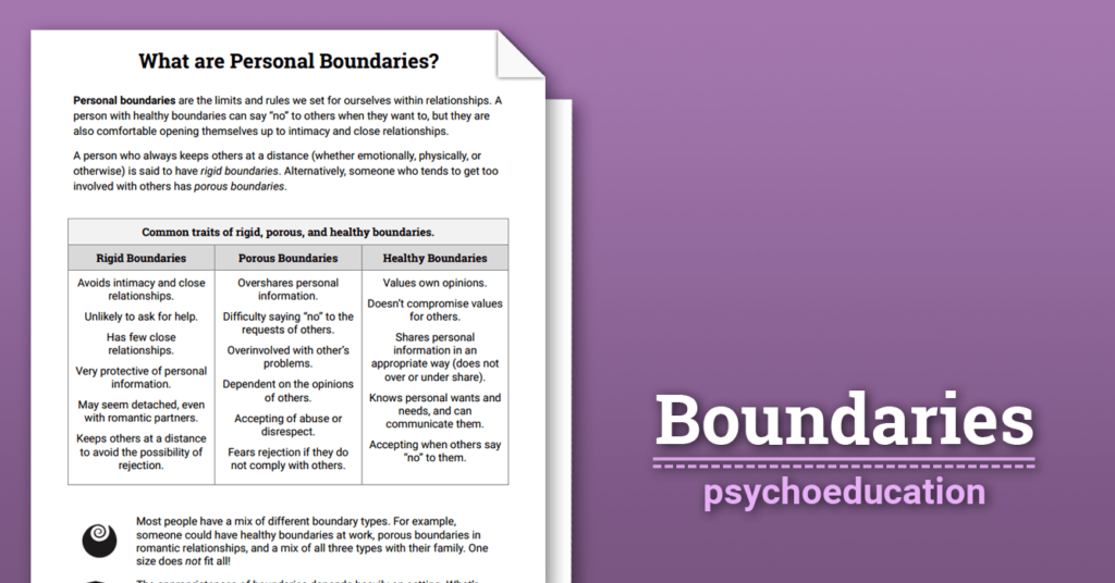 Boundary Worksheet Therapist Aid DBT Worksheets