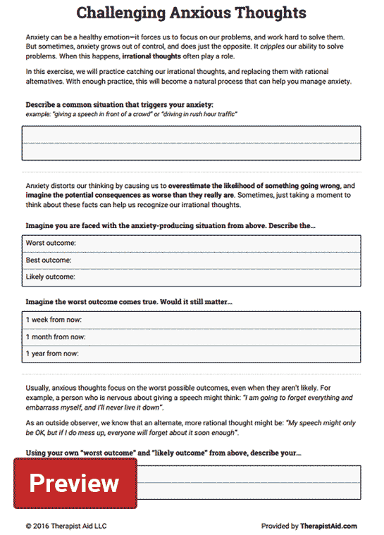 Cbt Separation Anxiety Worksheets