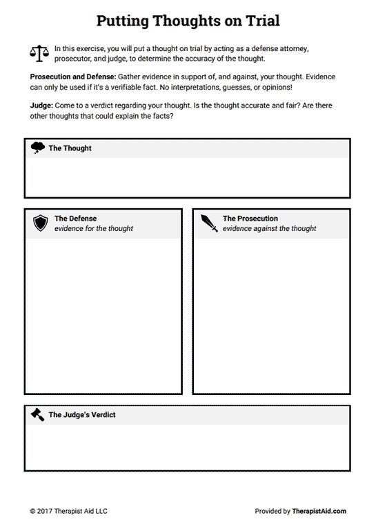 Changing Core Beliefs Worksheet