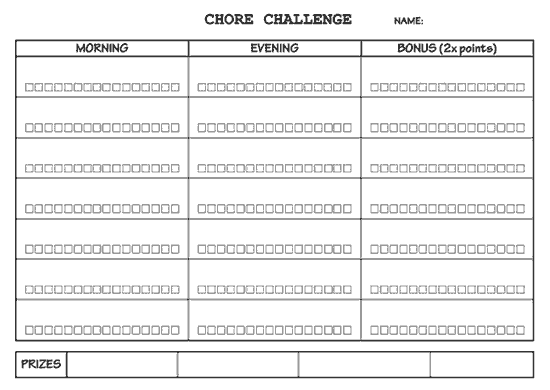 Chore Challenge Chore Chart Worksheet Therapist Aid