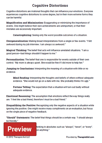 Cognitive Distortions Worksheet Pdf TUTORE ORG Master Of Documents