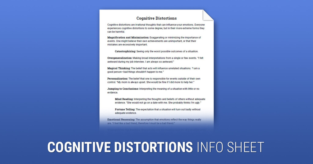 Cognitive Distortions Worksheet Therapist Aid