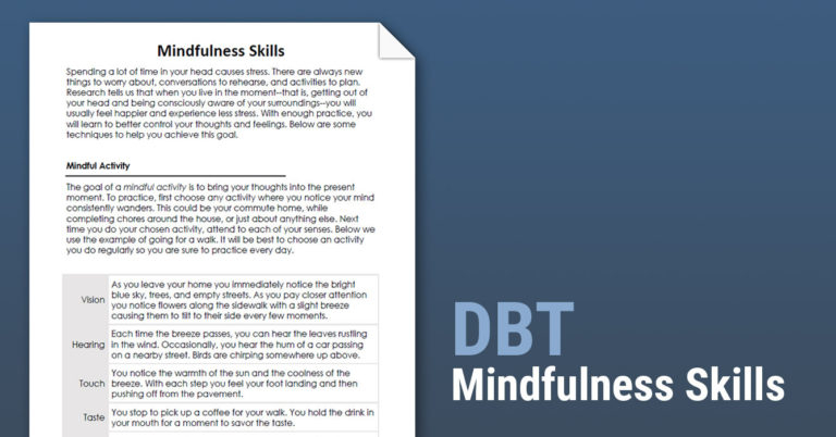 Dbt Mindfulness Skills Worksheet Therapist Aid Db excel