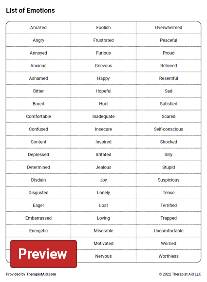 Feelings Identification Worksheet