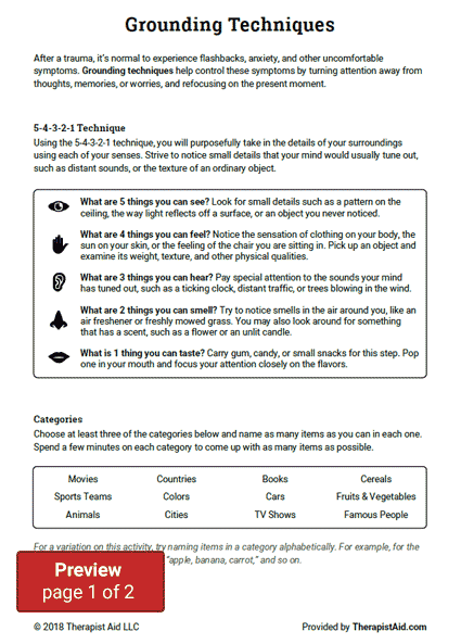 FIGURE 9 Grounding Techniques When Triggered By A Traumatic Event