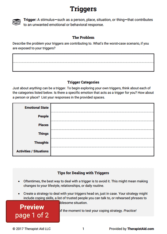 Free Printable Identifying Triggers Worksheets Printable Blank World