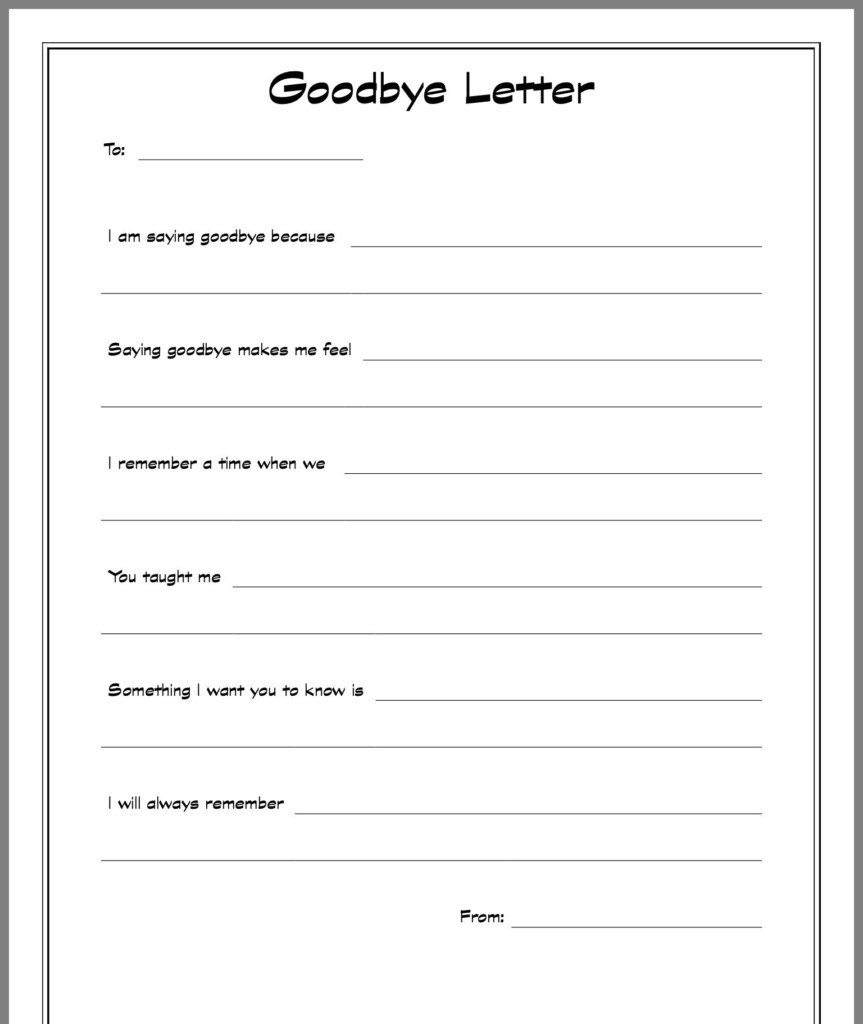  Goodbye Letter Grief Worksheet Free Download Gambr co