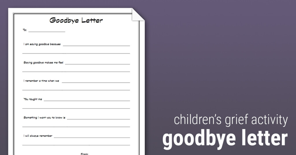 Goodbye Letter Worksheet Therapist Aid DBT Worksheets