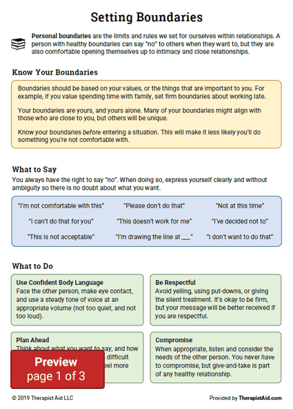 Healthy Boundaries Worksheets For Adults Worksheets Master