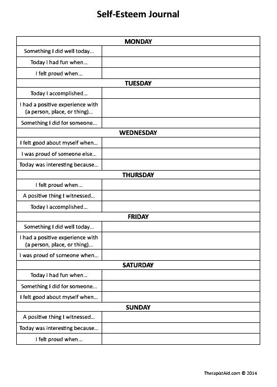 Inspirationandmotivation Self Esteem Worksheets Therapy 