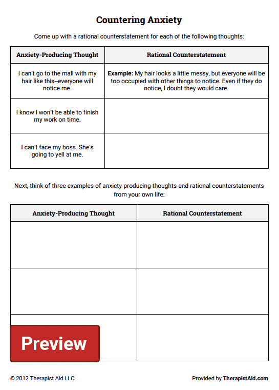Introduction To Anxiety Worksheet Therapist Aid Instead Of Anxiety F