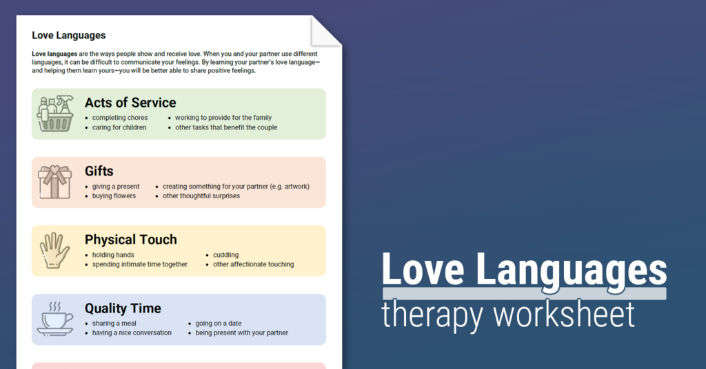 Love Languages Worksheet Therapist Aid DBT Worksheets