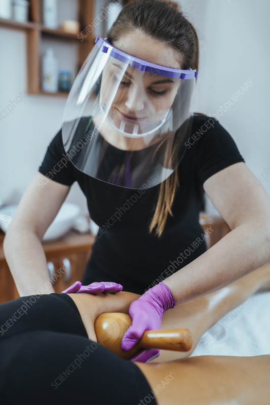 Madero Massage Therapist Wearing PPE Stock Image F035 0609 