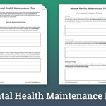 Mental Health Maintenance Plan Worksheet Therapist Aid Discharge