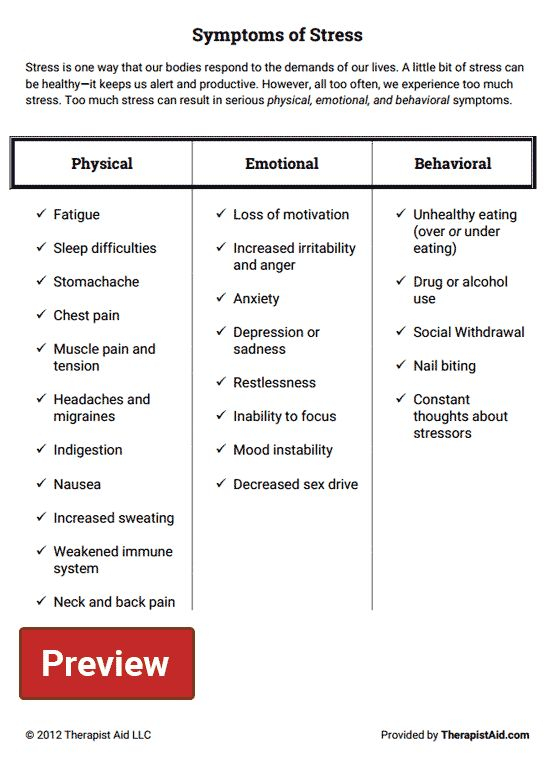 Mental Health Symptom Management Worksheets